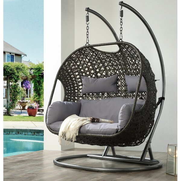 FC Design Fabric And Wicker Patio Swing Chair With Removable Cushions | Wayfair